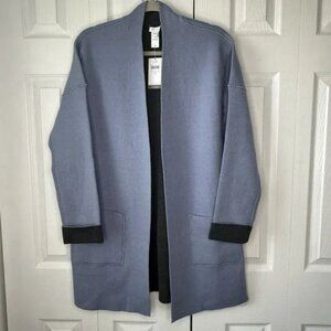 J. Jill Women's Open Front Cardigan Pockets Light Blue Knit Sweater‎ NWT Size S